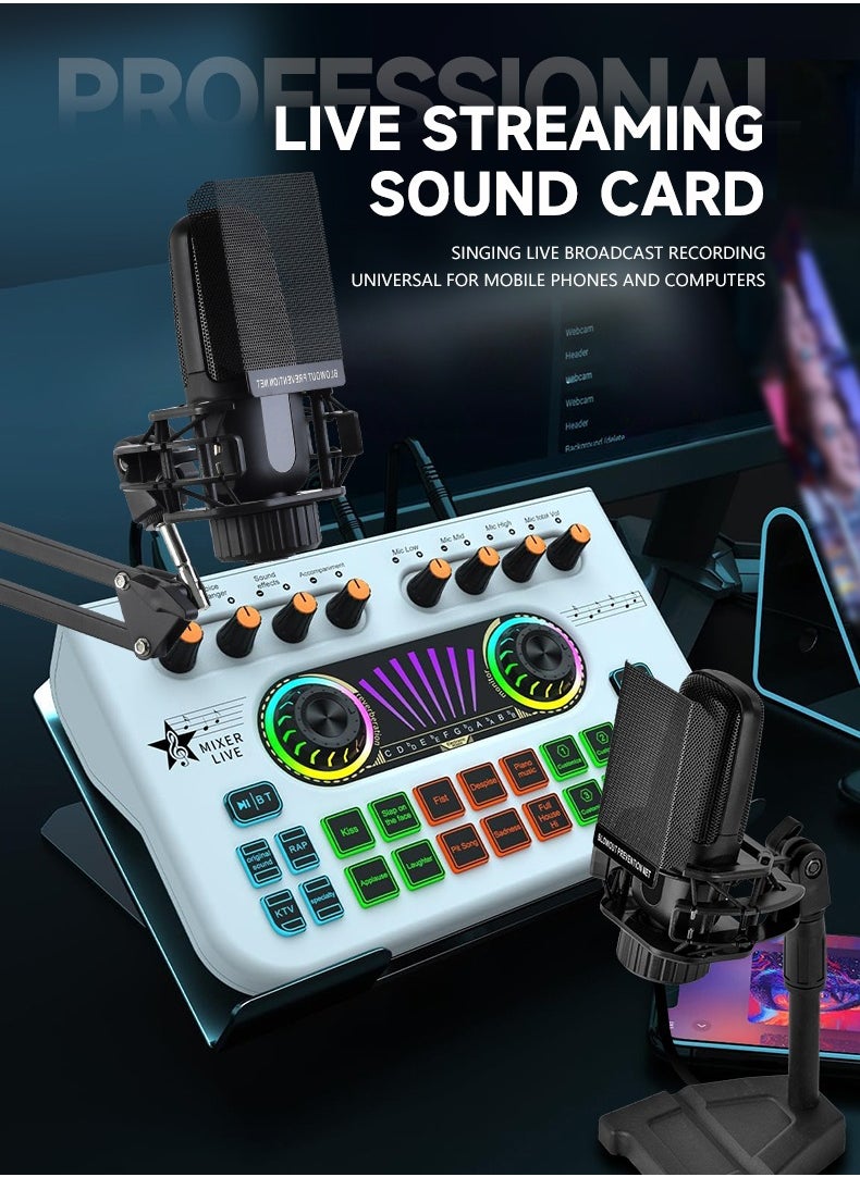 X3 Live Sound Card Audio Mixer Professional Sound Card Audio System Intelligent Volume Adjustable Audio Mixer With Bluetooth Mixer Board Black