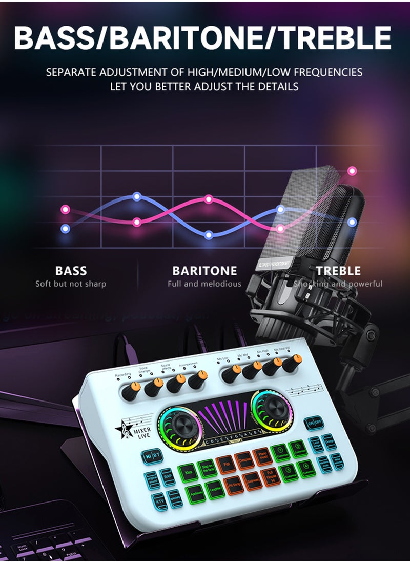 X3 Live Sound Card Audio Mixer Professional Sound Card Audio System Intelligent Volume Adjustable Audio Mixer With Bluetooth Mixer Board Black