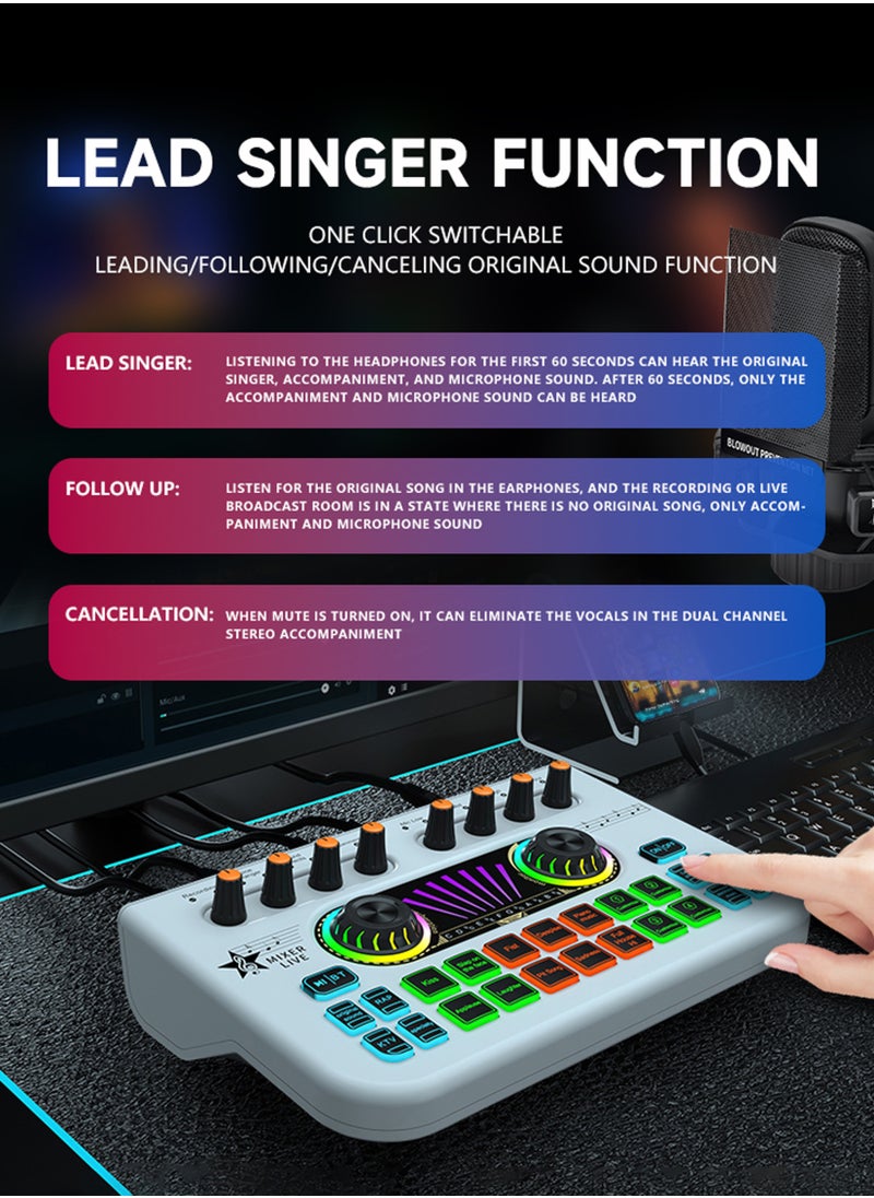 X3 Live Sound Card Audio Mixer Professional Sound Card Audio System Intelligent Volume Adjustable Audio Mixer With Bluetooth Mixer Board Black