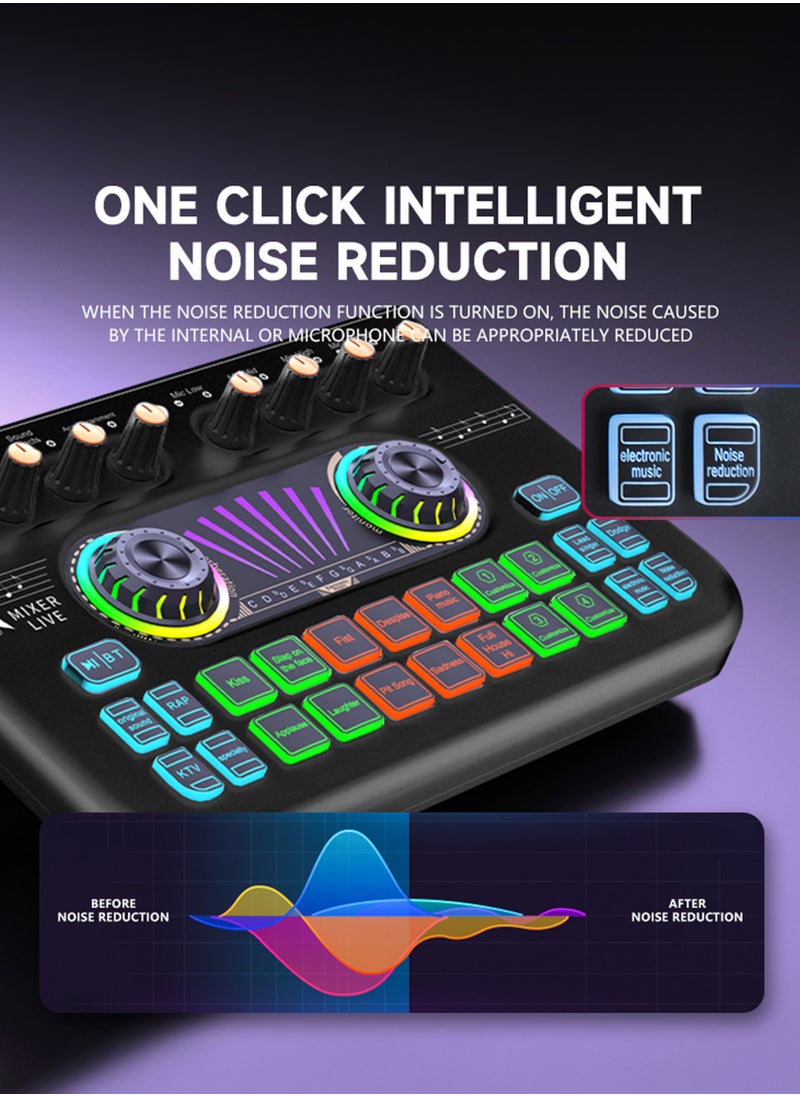 X3 Live Sound Card Audio Mixer Professional Sound Card Audio System Intelligent Volume Adjustable Audio Mixer With Bluetooth Mixer Board Black