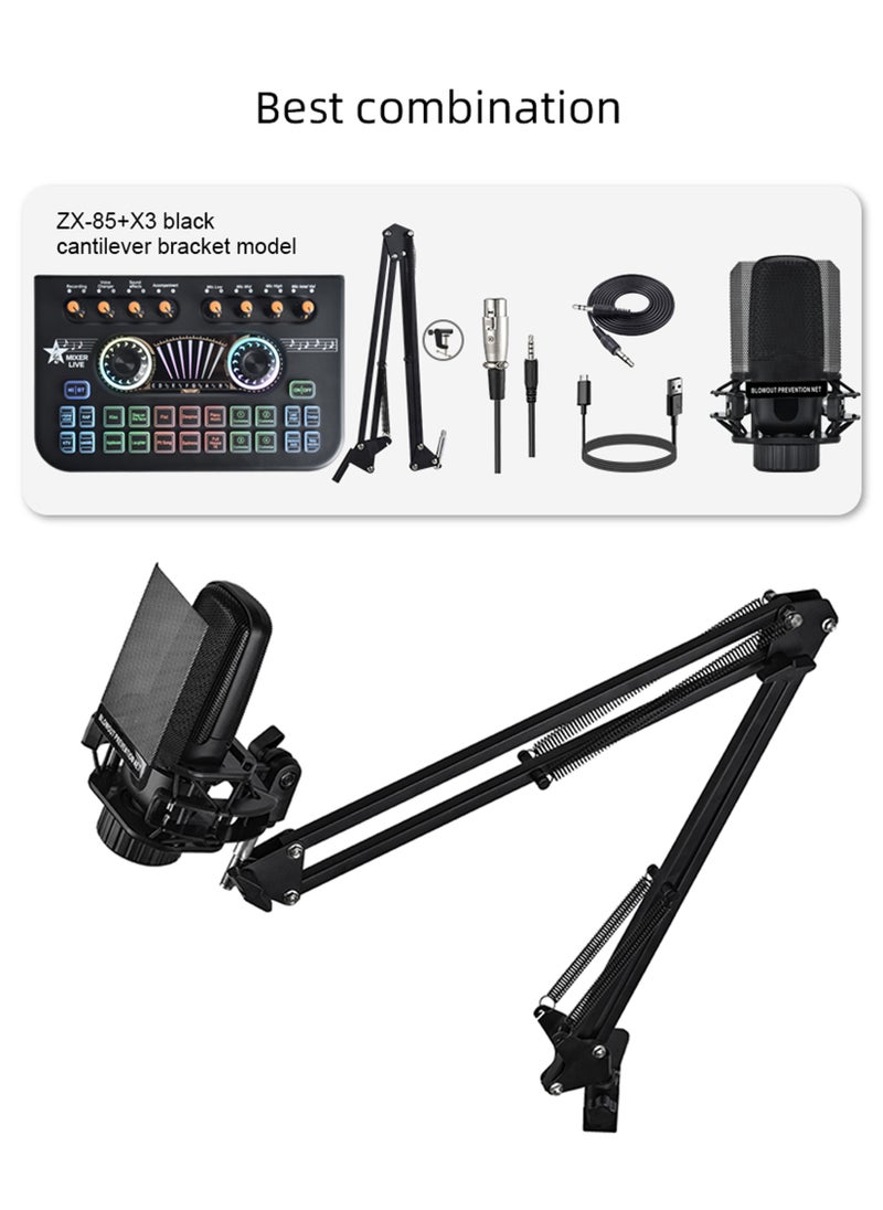 X3 Live Sound Card Audio Mixer Professional Sound Card Audio System Intelligent Volume Adjustable Audio Mixer With Bluetooth Mixer Board Black