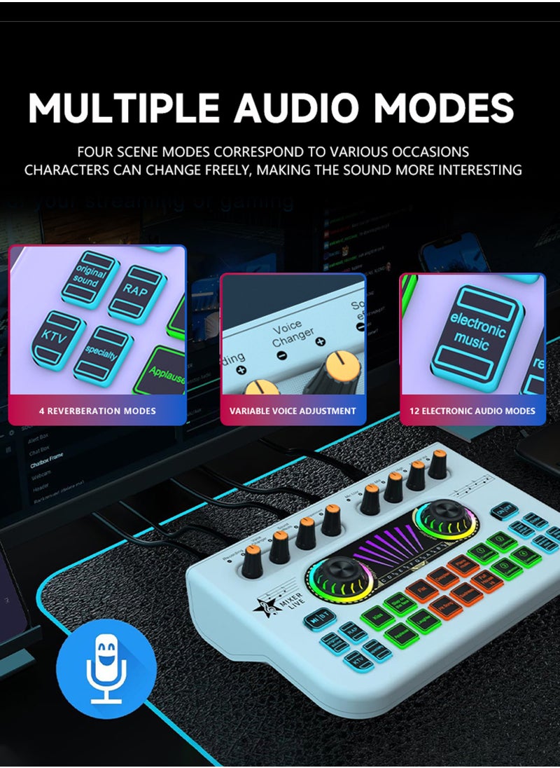 X3 Live Sound Card Audio Mixer Professional Sound Card Audio System Intelligent Volume Adjustable Audio Mixer With Bluetooth Mixer Board Black