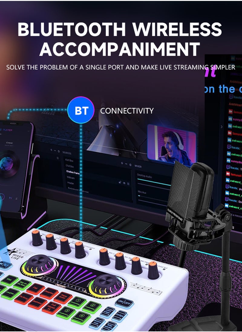 X3 Live Sound Card Audio Mixer Professional Sound Card Audio System Intelligent Volume Adjustable Audio Mixer With Bluetooth Mixer Board Black
