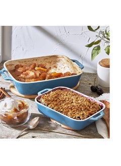 STAUB Staub Ceramic Rectangular Baking Dish Set, Casserole Dish, 2-Piece, Rustic Turquoise  - Image 3