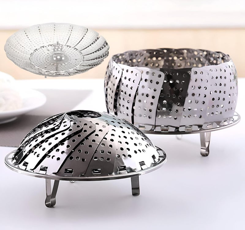 Steam Cooking Pot-Stainless Steel Folding Basket for Healthy Cooking and Multi-Way Cooking - Image 4