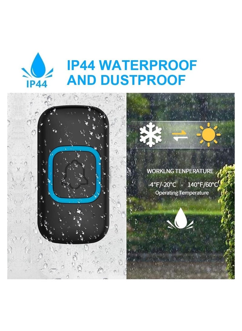 Wireless Doorbell, Door Bell Kit Cordless Battery Operated and UK Plug in AC Electric Chime Long Range with 38 Tunes 4 Levels Volume and Blue LED Flash, Portable Easy Install for Home School Office - Image 5