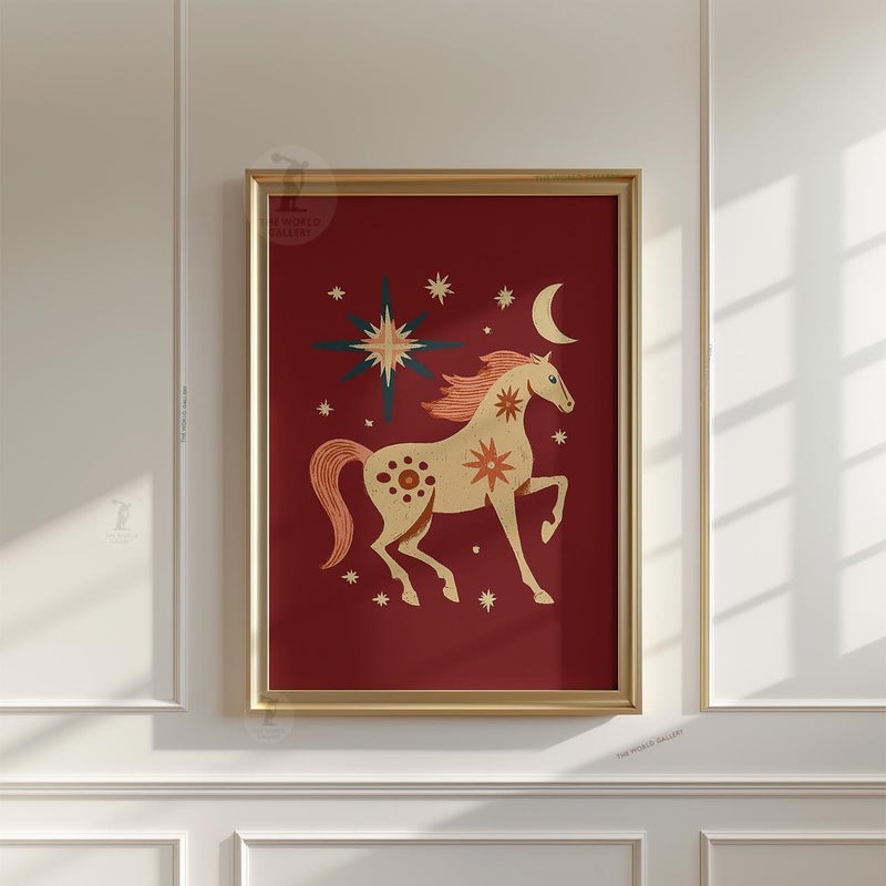 TNESSENTIAL Celestial Horse Poster | Folk Art Star Wall Art | Mystical Animal Illustration Print - Image 4