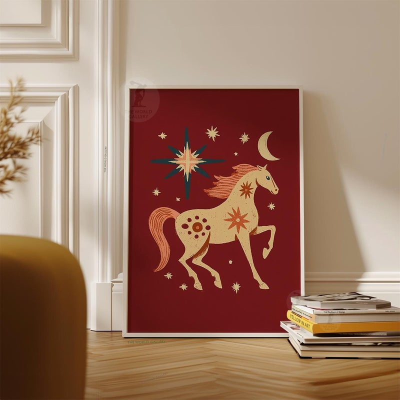 TNESSENTIAL Celestial Horse Poster | Folk Art Star Wall Art | Mystical Animal Illustration Print - Image 5