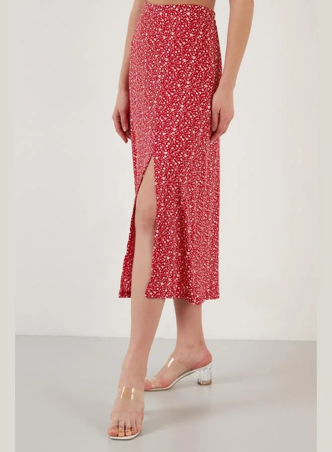 ليلا تنورة متوسطة الطول بنقش ليلى مع فتحة للنساء