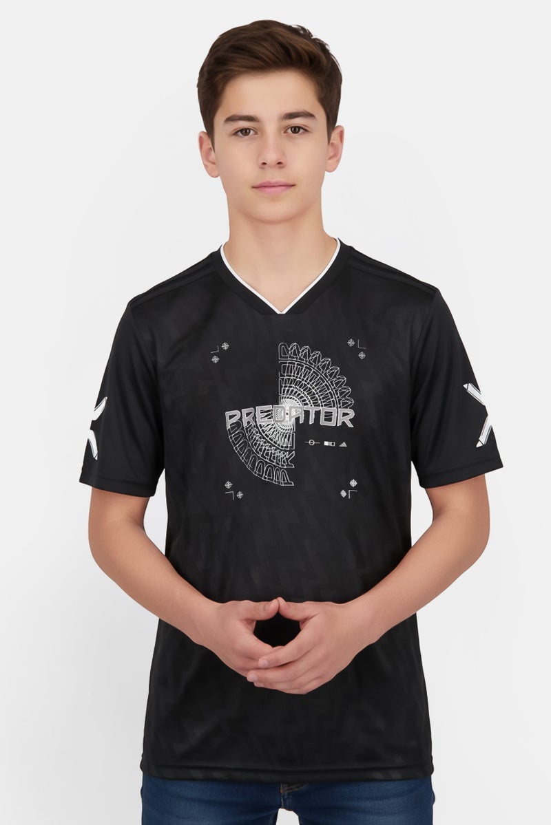 Adidas Kids Boy Sportswear Fit Graphic print Long Sleeve Outdoor T-Shirt, Black - Image 1