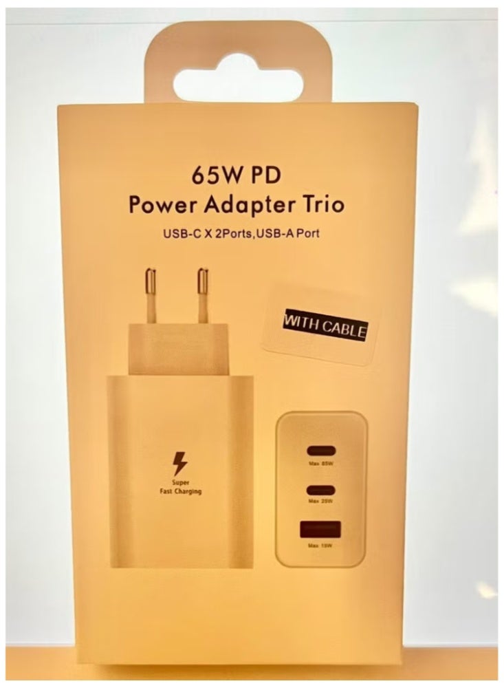 SHOPI 65W Fast Charging Power Adapter with 2 USB-C Ports & 1 USB-A Port – Multi-Port USB Charger with USB-C to USB-C Cable for Smartphones, Tablets & Laptops - Image 3