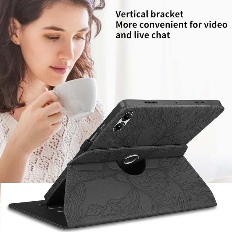 Excefore Rotating Case For Xiaomi Redmi Pad Pro 12.1 Inch, 2024 Pu Leather Tablet Case With 360 Degree Rotating Stand, Black Tree Design, Protective Cover For Xiaomi Redmi Pad Pro 12.1 - Image 4