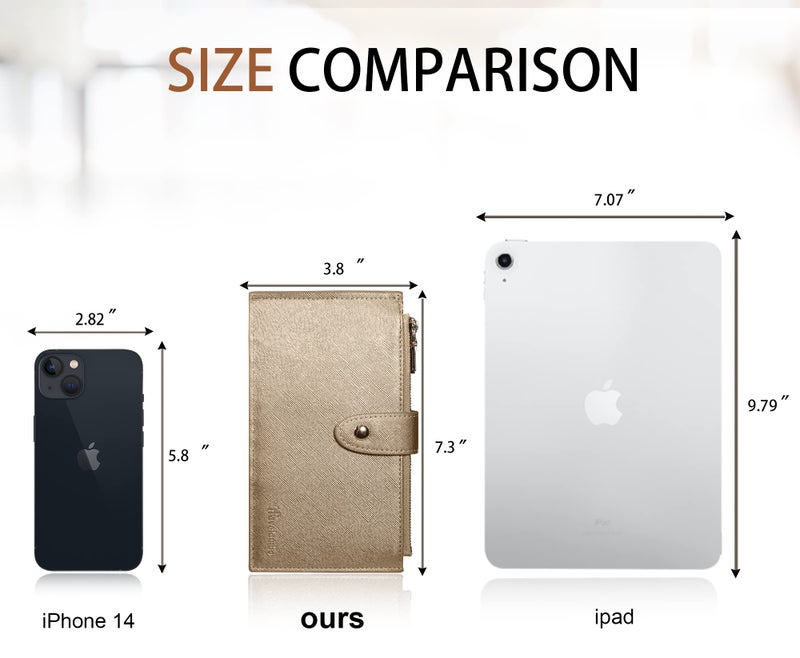 Travelambo RFID Wallet Women Large Size Bifold Multi Card Wallet Case with Zipper Pocke Credit Card Holder for Women - Image 2