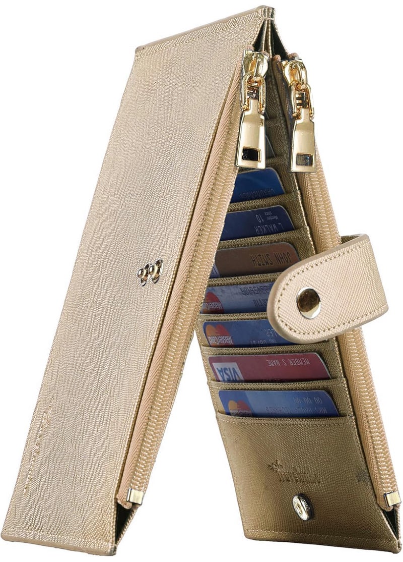 Travelambo RFID Wallet Women Large Size Bifold Multi Card Wallet Case with Zipper Pocke Credit Card Holder for Women - Image 1