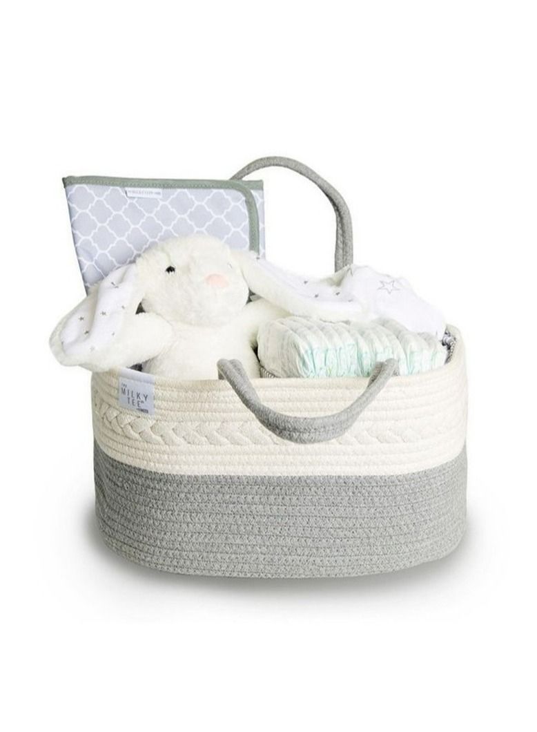 Kenzs Cotton Rope Basket Woven Baby Diaper Basket Toy Storage Basket - Image 1