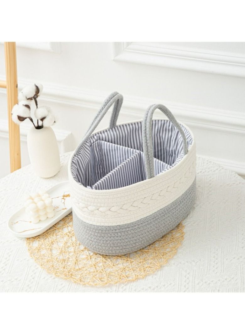 Kenzs Cotton Rope Basket Woven Baby Diaper Basket Toy Storage Basket - Image 3