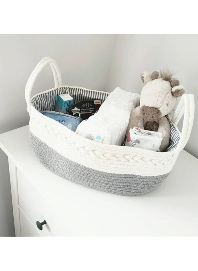 Kenzs Cotton Rope Basket Woven Baby Diaper Basket Toy Storage Basket - Image 4