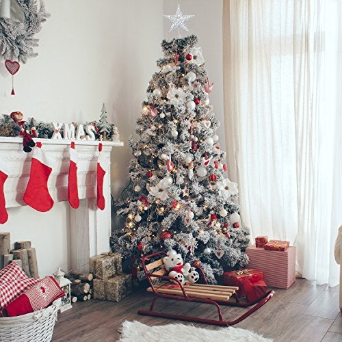 Resinta 8 Inch Metal Glittered Christmas Tree Topper Hallow Wire Star Topper for Christmas Tree Ornament (Silver) - Image 4