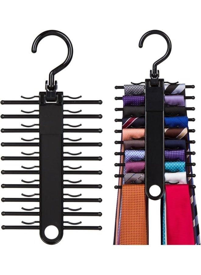 2-Pack Black Tie Rack, Organizer, Hanger, Holder - Affordable Tie - Image 1