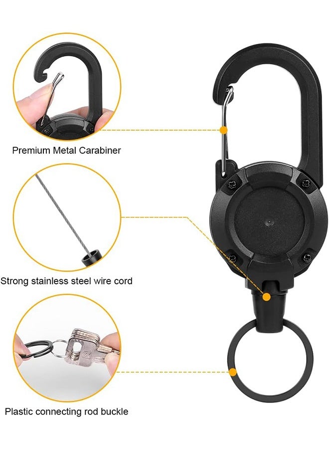 Quantum 2 PCS Retractable Badge Holders, Multitool Carabiner Badge Holde, Black Retractor for Secure Key and ID Card Management - Image 3