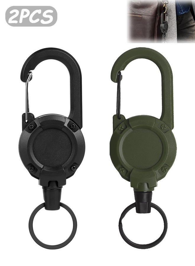 Quantum 2 PCS Retractable Badge Holders, Multitool Carabiner Badge Holde, Black Retractor for Secure Key and ID Card Management - Image 1