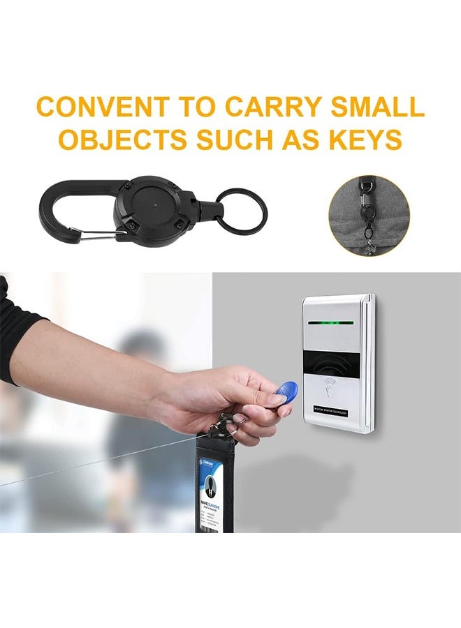 Quantum 2 PCS Retractable Badge Holders, Multitool Carabiner Badge Holde, Black Retractor for Secure Key and ID Card Management - Image 5
