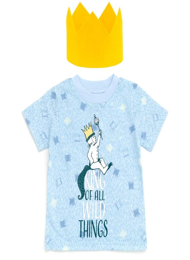 WB Warner Bros. Where The Wild Things are Max Infant Baby Boys Cosplay T-Shirt and Crown Blue 18 Months - Image 1