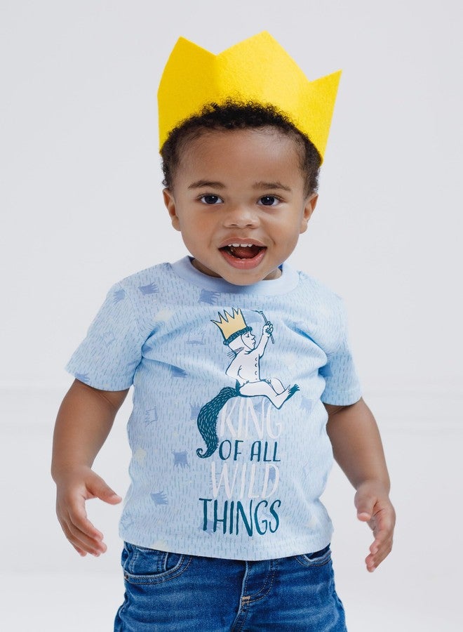 WB Warner Bros. Where The Wild Things are Max Infant Baby Boys Cosplay T-Shirt and Crown Blue 18 Months - Image 2