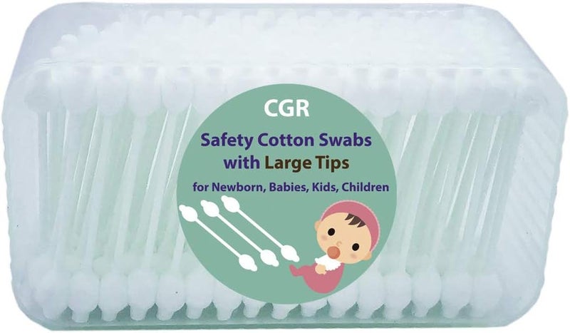 CGR 400pcs Baby Safety Cotton Swabs with Large Tips for Newborn, Babies, Kids, Children, 100% Organic Cotton, White Paper Sticks, 5 Pack of 80 Swabs Total(2 Boxes and 3 Bags) - Image 5