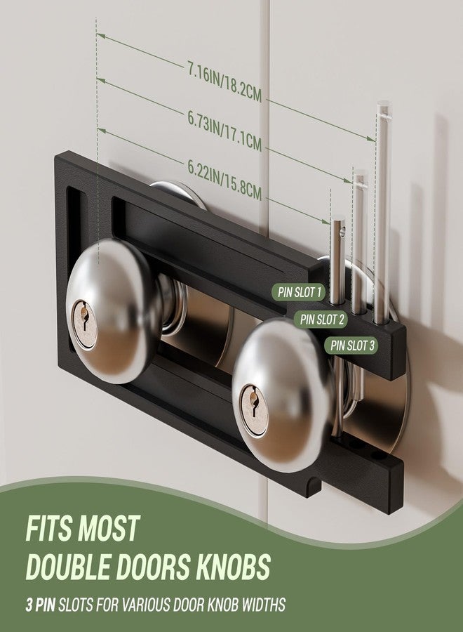 BINOTE French Door Lock for Double Doors, Adjustable Double Door Lock for Home Security Prevent Kick Ins, 3 Pin Slots for Various Knob Width - Image 4