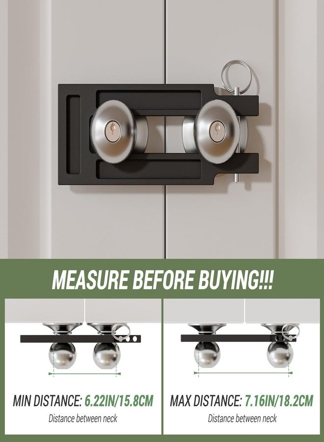 BINOTE French Door Lock for Double Doors, Adjustable Double Door Lock for Home Security Prevent Kick Ins, 3 Pin Slots for Various Knob Width - Image 3