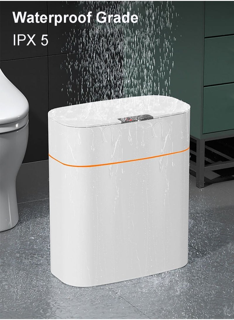 Merry Moments Smart Touchless Bathroom Trash Can Automatic Motion Sensor Trash Can Electric Waterproof Modern Garbage Bin for Kitchen Office Living Room Toilet Bedroom Chargeable 14 Litre Orange Lid 17x27x30cm  - Image 4