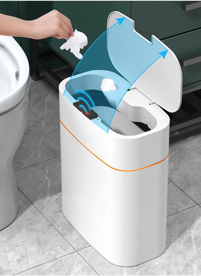 Merry Moments Smart Touchless Bathroom Trash Can Automatic Motion Sensor Trash Can Electric Waterproof Modern Garbage Bin for Kitchen Office Living Room Toilet Bedroom Chargeable 14 Litre Orange Lid 17x27x30cm  - Image 2