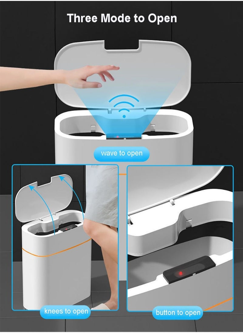Merry Moments Smart Touchless Bathroom Trash Can Automatic Motion Sensor Trash Can Electric Waterproof Modern Garbage Bin for Kitchen Office Living Room Toilet Bedroom Chargeable 14 Litre Orange Lid 17x27x30cm  - Image 3