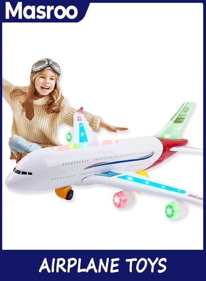 Masroo Airplane Toys for Kids, Bump and Go Action, Toddler Toy Plane with LED Flashing Lights and Sounds for Boys & Girls 3-12 Years Old - Image 1