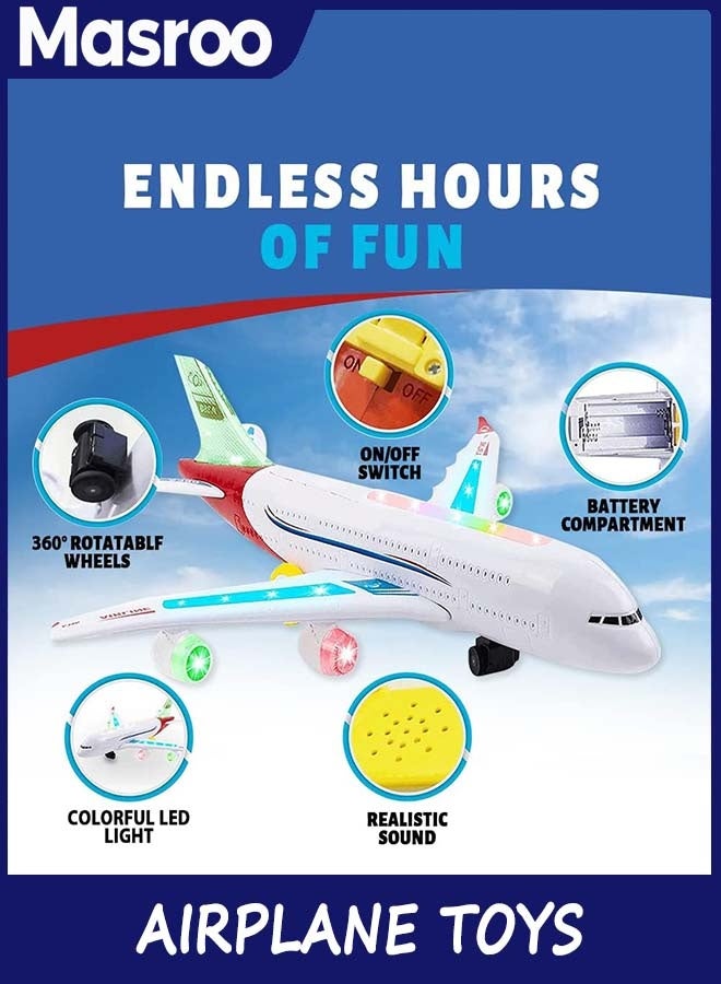 Masroo Airplane Toys for Kids, Bump and Go Action, Toddler Toy Plane with LED Flashing Lights and Sounds for Boys & Girls 3-12 Years Old - Image 3