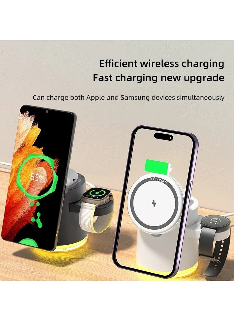 KAKUSIGA 4-in-1 Wireless Fast Charging Stand with light 15W max for phone watch TWS earphone wireless charging charger for iphone 15, 14, 13, 12, 11 Pro, Apple Watch, 8, 7, Airpods Pro (Black)  - Image 5