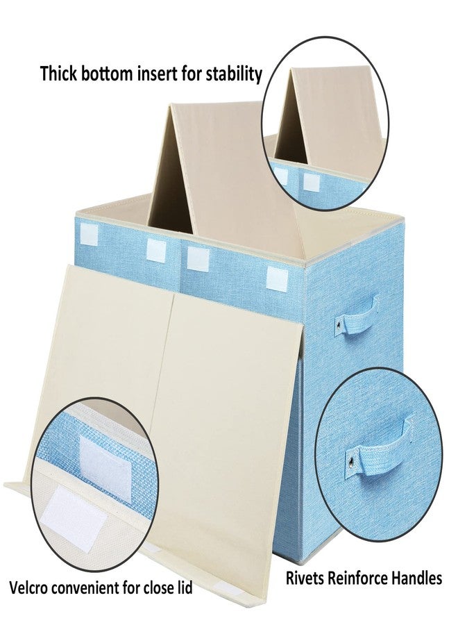 popoly Large Toy Box Chest with Lid, Collapsible Sturdy Toy Bin Storage Organizer Boxes Baskets for Kids, Boys, Girls, Nursery, Playroom, 25"x13" x16" (Linen Blue) - Image 3