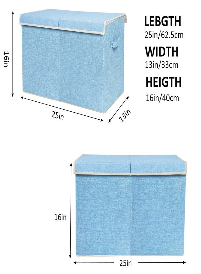 popoly Large Toy Box Chest with Lid, Collapsible Sturdy Toy Bin Storage Organizer Boxes Baskets for Kids, Boys, Girls, Nursery, Playroom, 25"x13" x16" (Linen Blue) - Image 4