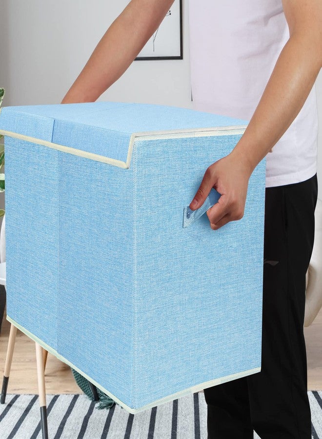 popoly Large Toy Box Chest with Lid, Collapsible Sturdy Toy Bin Storage Organizer Boxes Baskets for Kids, Boys, Girls, Nursery, Playroom, 25"x13" x16" (Linen Blue) - Image 5