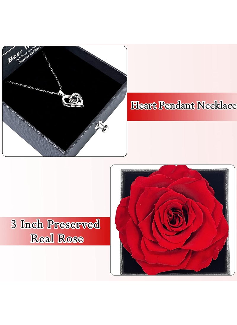 SNAPTRON SNAPTRON Gifts For GirlfriendWifeLoveMarriage Anniversary Gift For Wife Preserved Rose Flower With Heart NecklaceValentine Gift For GirlfriendCute Birthday Gift For Wife Special LoveAdult  - Image 3