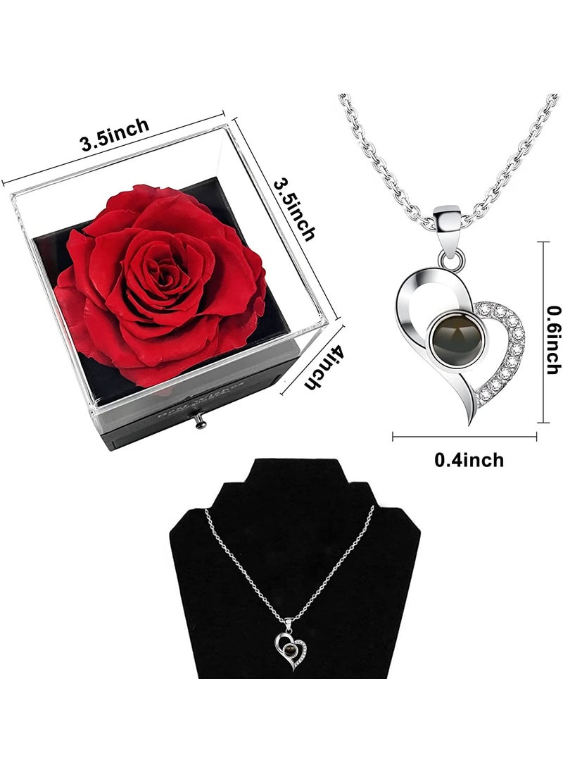 SNAPTRON SNAPTRON Gifts For GirlfriendWifeLoveMarriage Anniversary Gift For Wife Preserved Rose Flower With Heart NecklaceValentine Gift For GirlfriendCute Birthday Gift For Wife Special LoveAdult  - Image 2