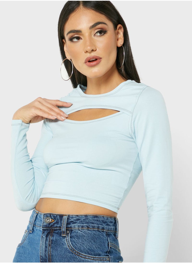 Cotton On - Keyhole Long Sleeve Top - Image 1