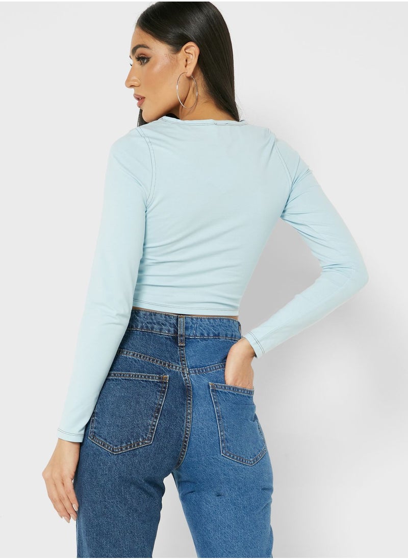 Cotton On - Keyhole Long Sleeve Top - Image 1