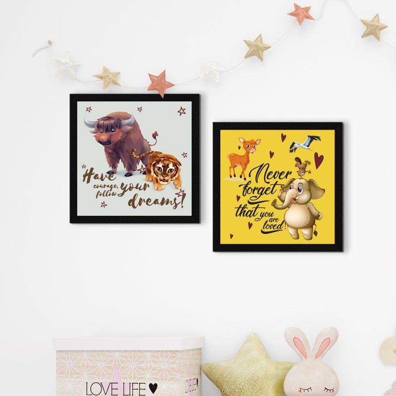 ArtX مجموعة من 4 رسومات كرتونية لتزيين غرفة الأطفال، فن جدار، مؤطرة، 10.0 × 10.0 بوصة لكل منها، متعددة الألوان، خشب صناعي، مجموعة من 4 - Image 2