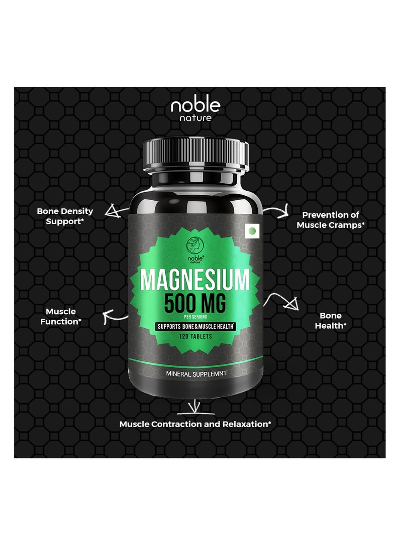 noble nature Magnesium 500 Mg Per Serving, Supports Bone And Muscle Health - 120 Tablets  - Image 5