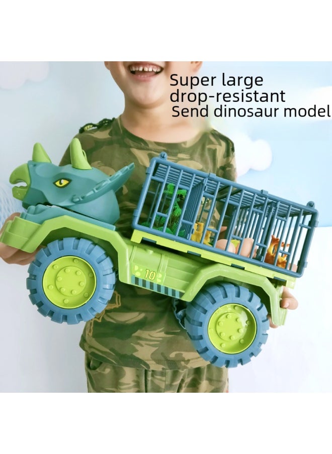 Extra Large Dinosaur Engineering Vehicle Inertia Slide Dump Truck Model Carrier Boy Children Gift-Color:Four Drive Inertia Alloy Rescue Trailer (color Random)