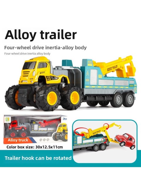 Extra Large Dinosaur Engineering Vehicle Inertia Slide Dump Truck Model Carrier Boy Children Gift-Color:Four Drive Inertia Alloy Rescue Trailer (color Random)