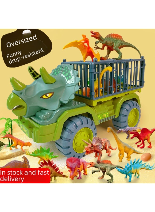 Extra Large Dinosaur Engineering Vehicle Inertia Slide Dump Truck Model Carrier Boy Children Gift-Color:Four Drive Inertia Alloy Rescue Trailer (color Random)
