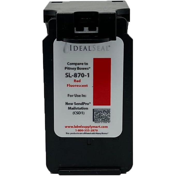 Postage Ink Compatible (1 Pack) SL-870-1 Red Ink Cartridge for New SendPro Mailstation (CSD1) Compatible